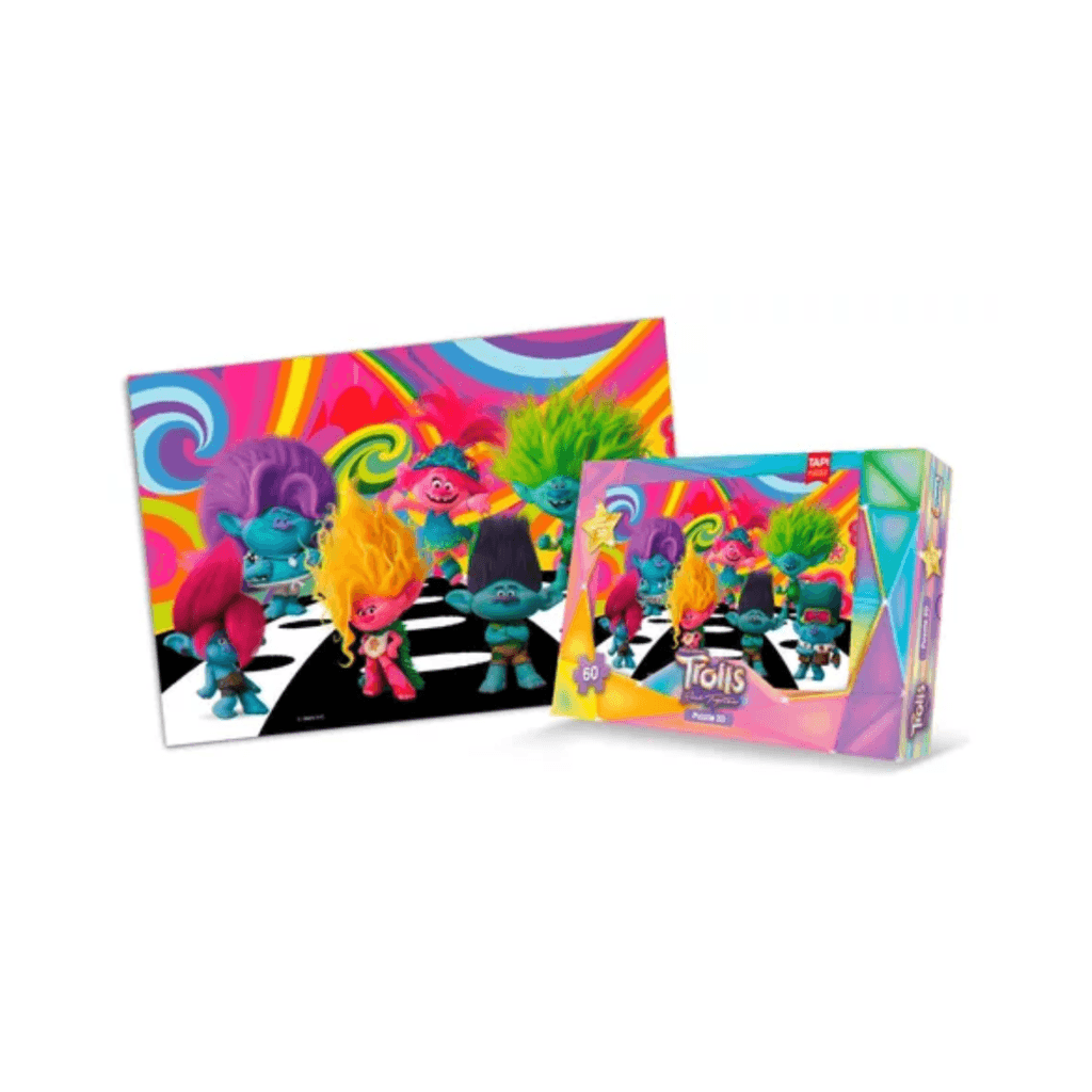 Puzzle 3d Trolls Con Anteojos 60 Piezas Grandes Rompecabezas Tapimovil