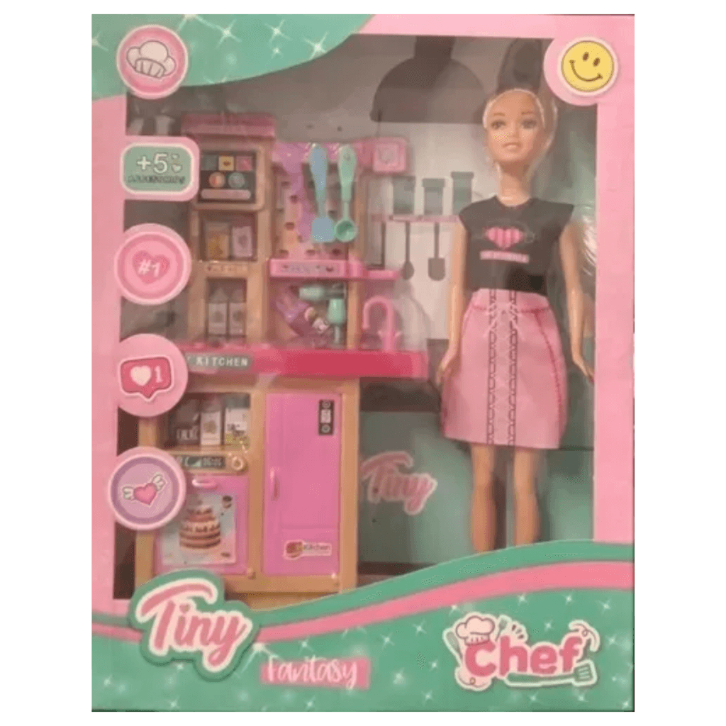 Muñeca Tiny Chef Con Set De Cocina 53467