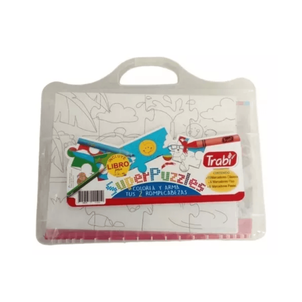 Valija Marcadores Super Puzzles Con Libro Trabi Tr11191